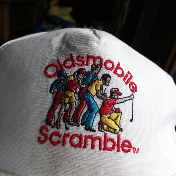 Deadstock Vintage Oldsmobile Scramble Golf Tournament Rope Snap Trucker Hat Cap - Picture 4 of 6